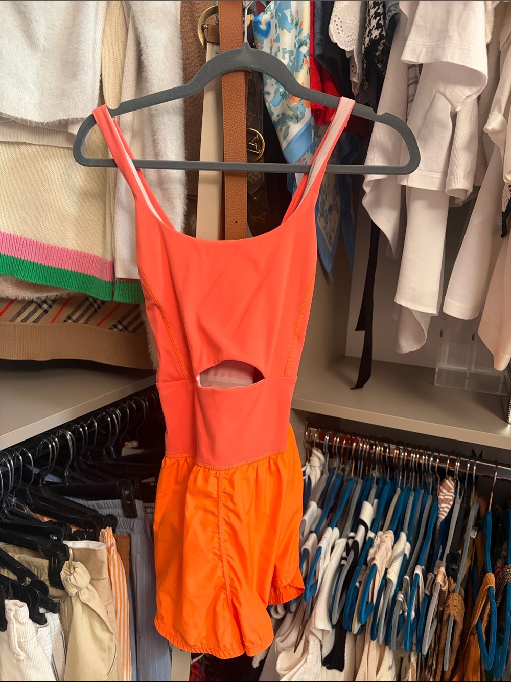 FP Movement One-Piece Cutout romper in Bright Orange